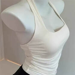 Korean Style Retro Hot Girl Black Halter Neck Camisole