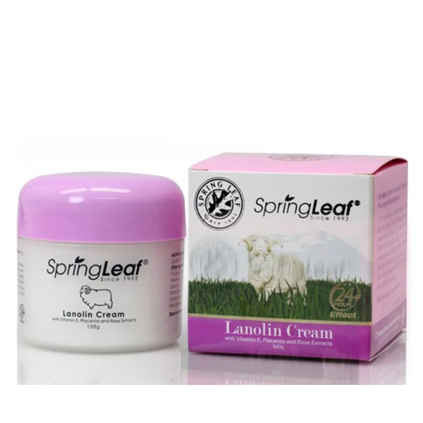 SpringLeaf Lanolin Cream with Vitamin E, Placenta and Rose Extracts 100g.