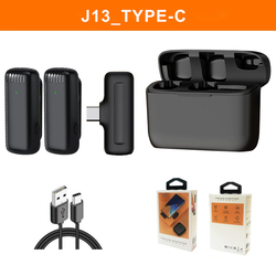 Wireless Microphone 2 Mics with Charging Case for TYPE-C Black 1 Set