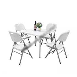 Square Table 0.86m Set with 4 Chairs - White