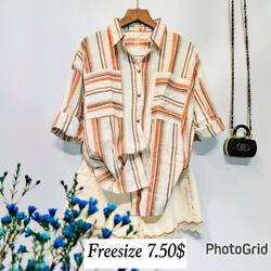 Women Striped Shirt Free Size