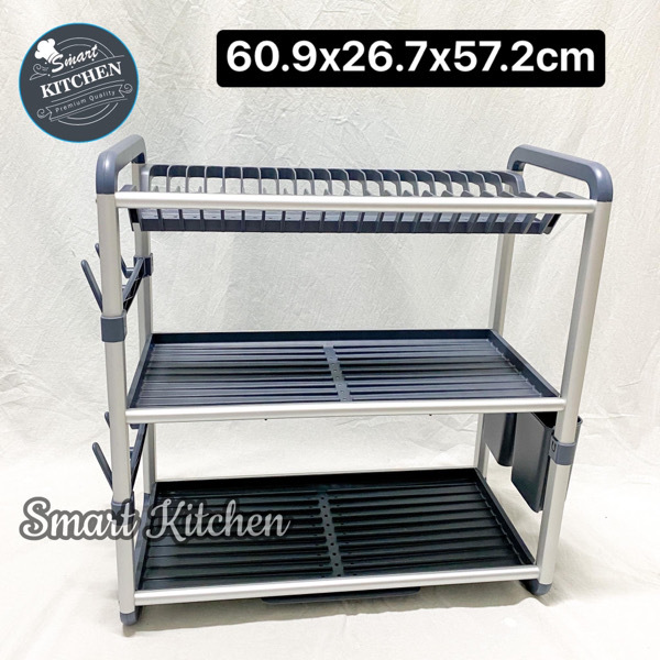 Dish Rack 3-Tier Aluminum and Plastic