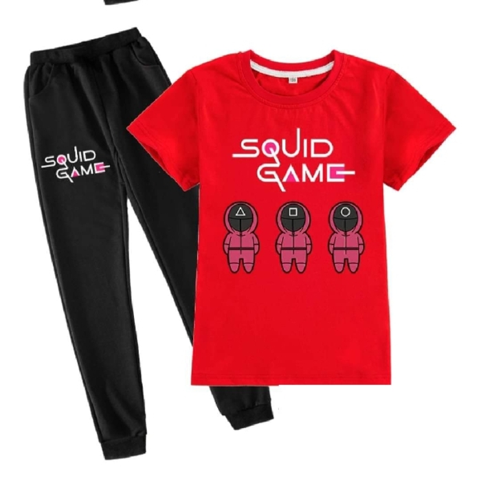 Squid Game Set - Short Sleeves T-Shirt with Long Pants - Red
