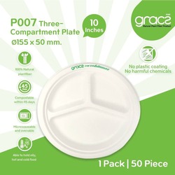 CL-P007 Classic Compostable Three-compartment Plate 10 inch x 50pcs