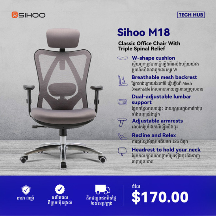 SIHOO Classic Office Chair With Triple Spinal Relief M18-N106