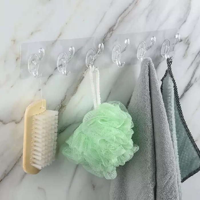 6 Rows Transparent Wall Hooks 