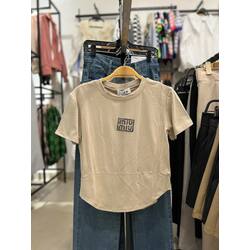 Women Ribbed Mock Neck T-Shirt