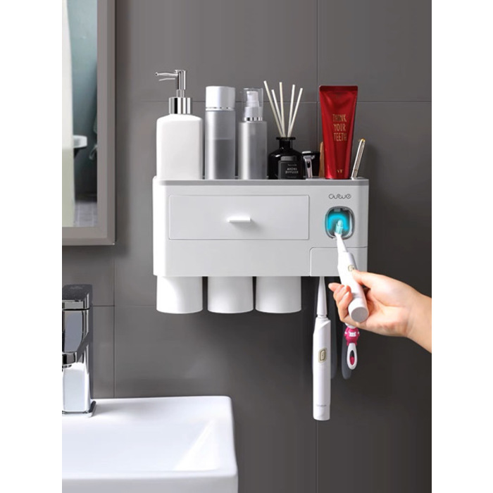 WeWe Cup Holder - 3 Cups with Toothpaste Holder