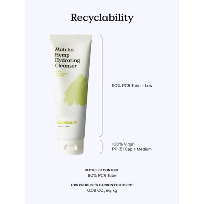 KRAVEBEAUTY Matcha Hemp Hydrating Cleanser 120ml 