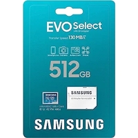SAMSUNG EVO Select Micro SD-Memory-Card + Adapter, 512GB microSDXC 130MB
