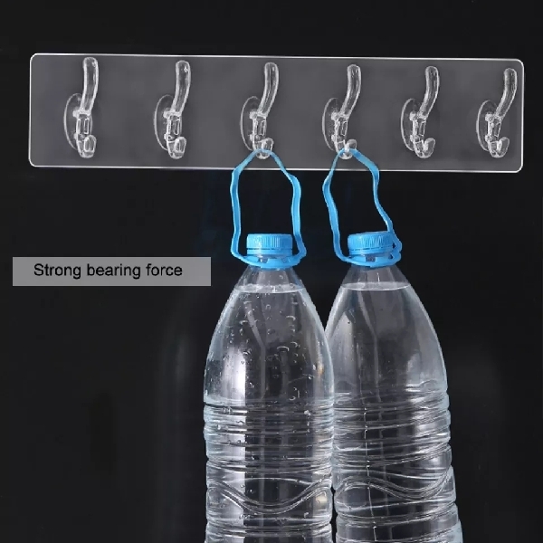 6 Rows Transparent Wall Hooks 