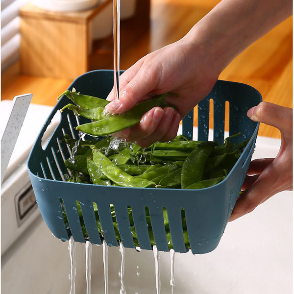 Double Layer Drain Basket Box with Lid - 3PCS