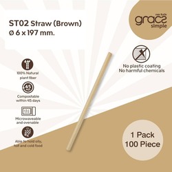ST02 Natural Plant Fiber Straw 6X197mm White x 100pcs