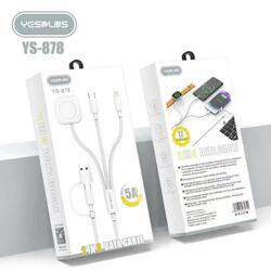 YESPLUS-2IN3 DATA CABLE Super Fast Charging (Ligtning,Type-C,Apple Watch)/white/1pcs