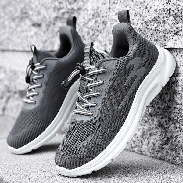 Light Running Shoes Men Breathable Sneakers Walking Jogging Trainers Shoes- Grey
