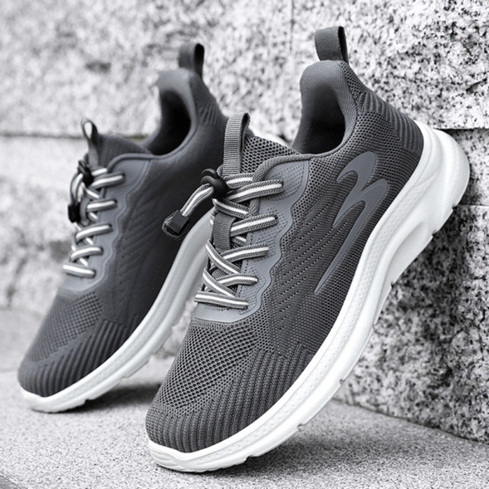 Light Running Shoes Men Breathable Sneakers Walking Jogging Trainers Shoes- Grey