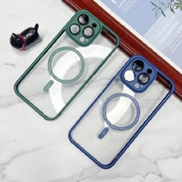 Case សំបកទូរស័ព្ទជ័រទន់ មានឡេន មានដុំម៉ាញ៉េទិច Iphone 15 Pro max