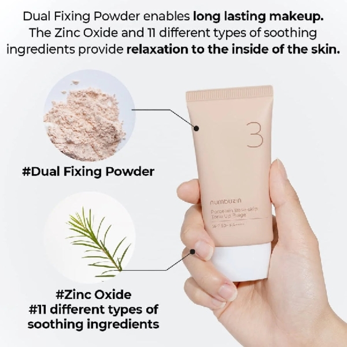 Numbuzin No.3 Porcelain Base-Skip Tone Up Beige/ឡេ foundation