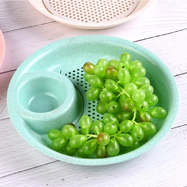 Dual Layer Wheat Straw Disc Dumpling Plate 