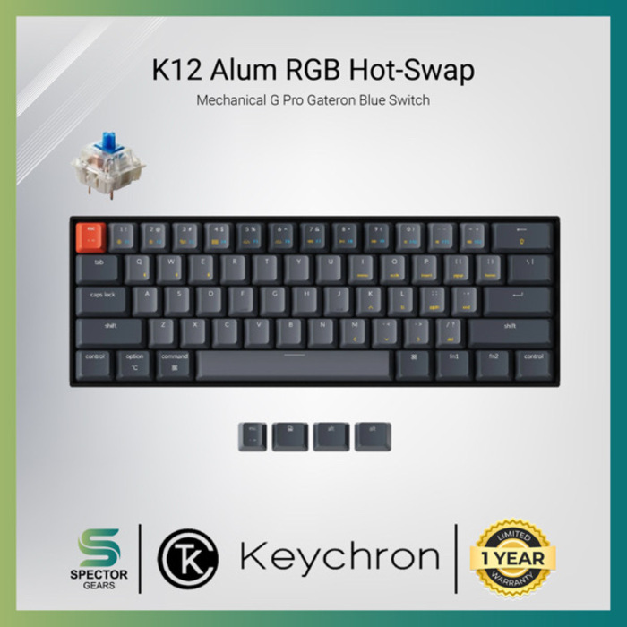 Keychron K12 Aluminum RGB Hot-Swappable Gateron G Pro Mechanical Blue Switch