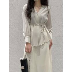 Women Long Sleeves Wrap Shirt