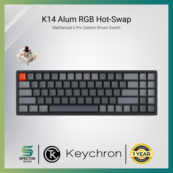 Keychron K14 Aluminum RGB Hot-Swappable Gateron G Pro Mechanical Brown Switch