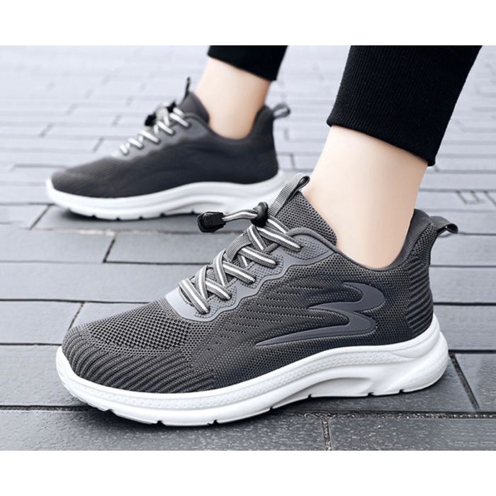 Light Running Shoes Men Breathable Sneakers Walking Jogging Trainers Shoes- Grey