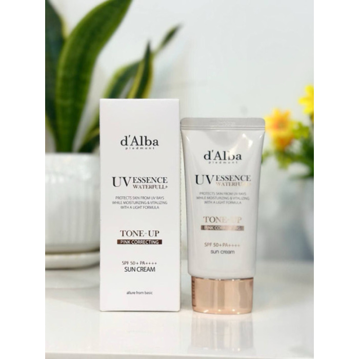 d'ALba UV Essence waterfull+ Tone-up pink correcting sun cream 