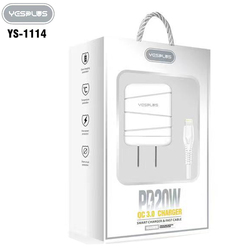 YESPLUS PD20W QC3.0 Smart Charger & Fast Cable White 1set