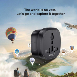 YESIDO_MC45 Global Adapter Plug Universal Socket / Black / 1PC