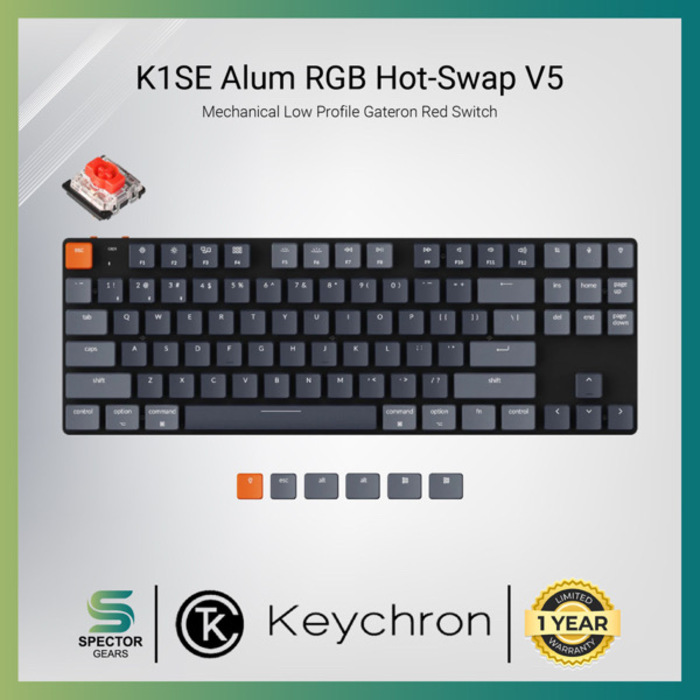 Keychron K1SE (V5) Aluminum RGB Hot-Swappable Gateron G Pro Mechanical Red Switch