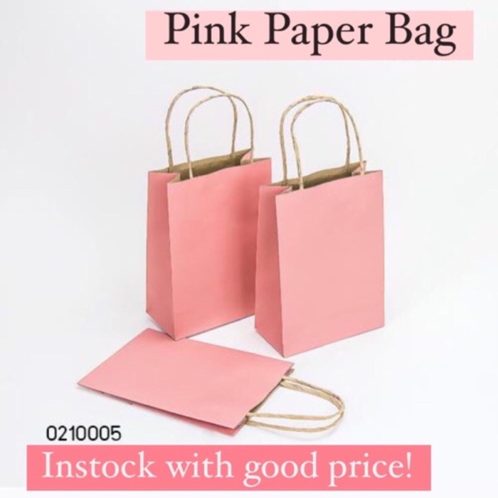 #0210005 Pink Paper Bag (Craft Bag) 15x8x22cm - 20PCS