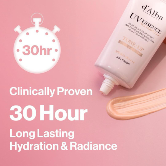 d'ALba UV Essence waterfull+ Tone-up pink correcting sun cream 