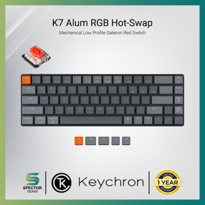 Keychron K7 RGB Hot-Swappable Keychron Low-Profile Optical Mechanical Red Switch
