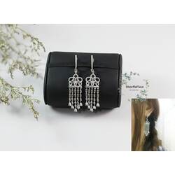 Silver Rhodium Plated Party Earring 0037 