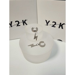 Steel Geometry lightning Hoop Earrings