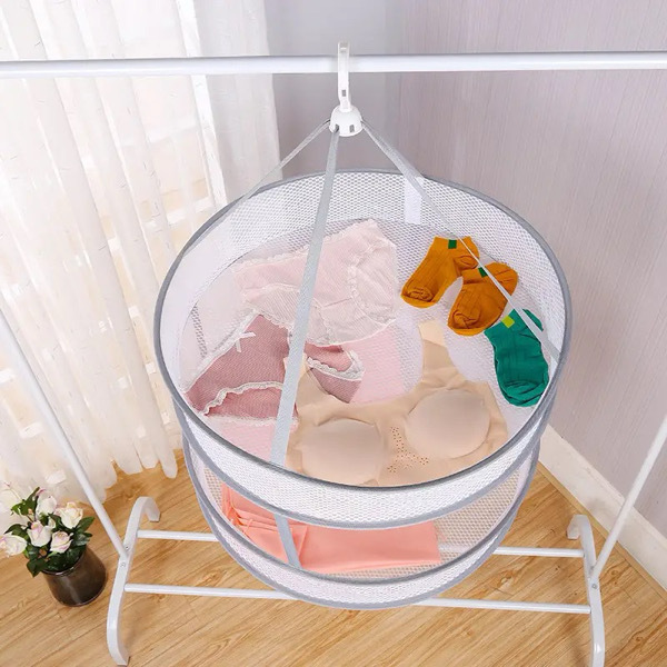 2 Layer Clothes Dryer Basket with Hanging Hook