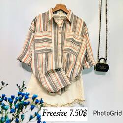 Women Striped Shirt Free Size