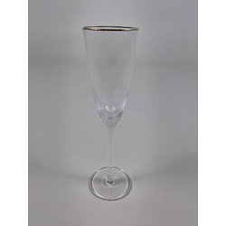 Crystal Champagne Glass - Lines w/Gold Rim 300ml Dia7xH26cm