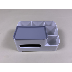 Desktop Organizer w/Tissue Box - White W25xD18xH11cm